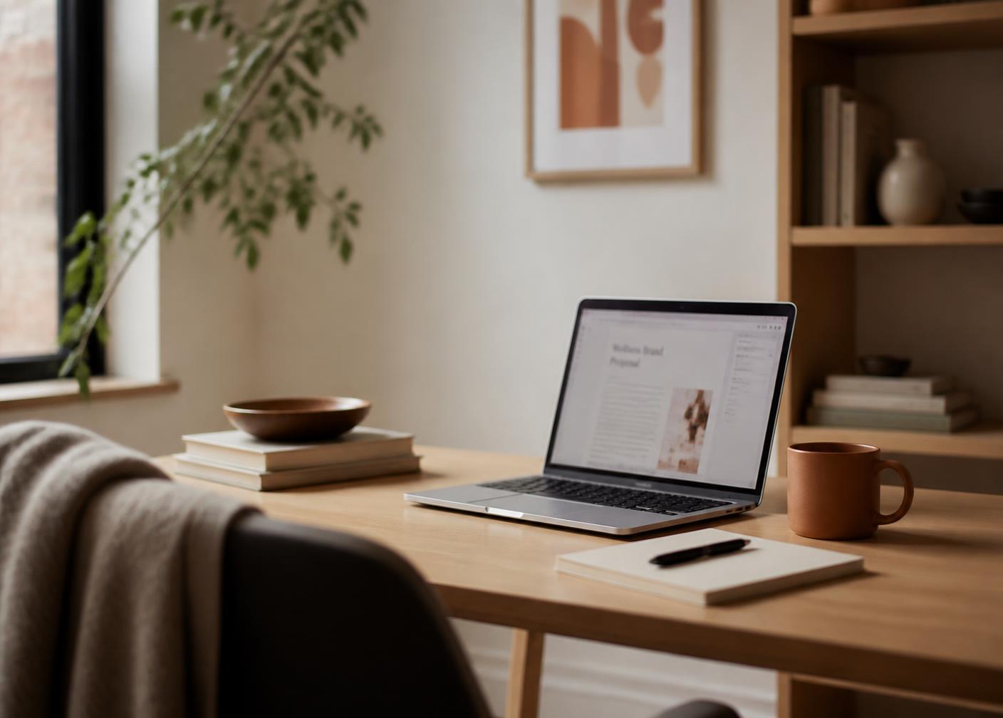 Poste de travail dans un bureau lumineux
